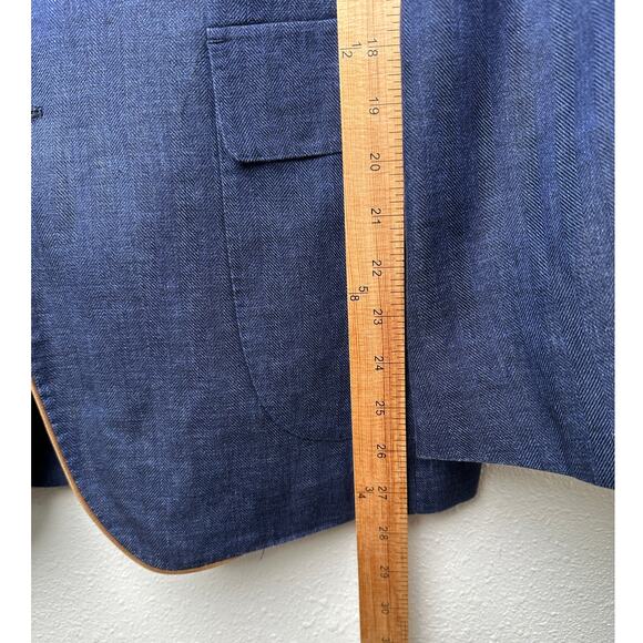 Windsor Men’s Stand-Collar Blue Blazer US 34 (EU 44) Suede Trim - Picture 14 of 15